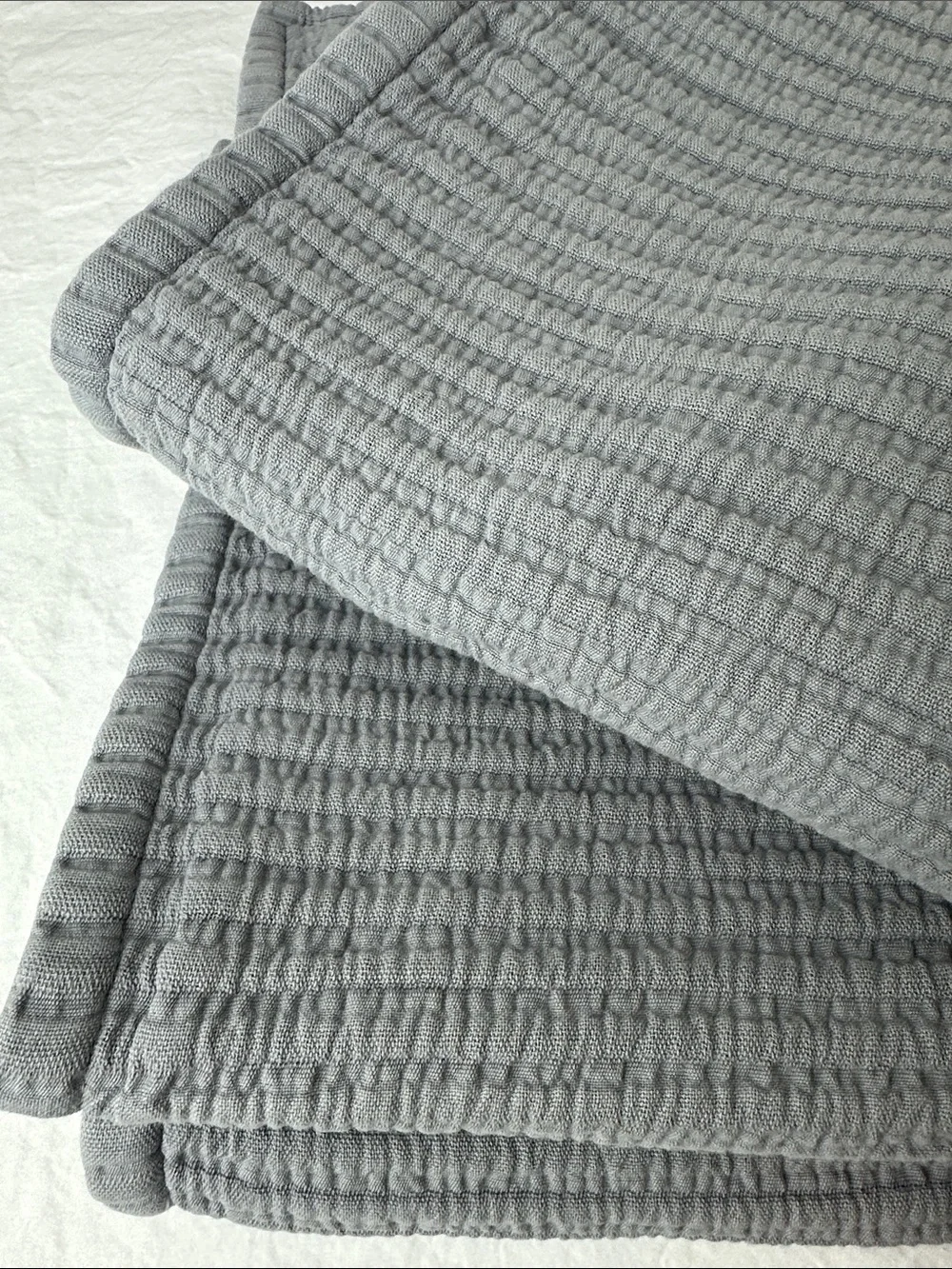 Parachute Matelasse Set of 2 Euro Shams Grey 100% Cotton 26x26 Made in Portugal
